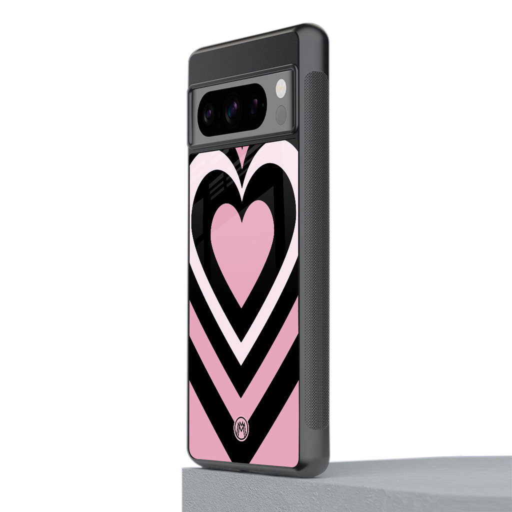 y2k retro pink hearts back phone cover | glass case for google pixel 8 pro
