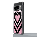 y2k retro pink hearts back phone cover | glass case for google pixel 8 pro