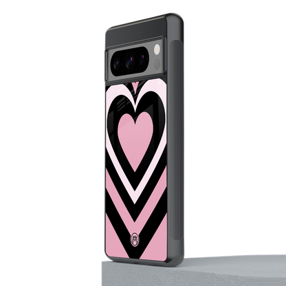 y2k retro pink hearts back phone cover | glass case for google pixel 8 pro