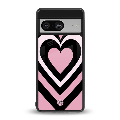 y2k retro pink hearts back phone cover | glass case for Google Pixel 8