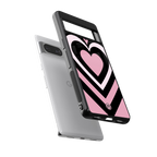y2k retro pink hearts back phone cover | glass case for Google Pixel 8