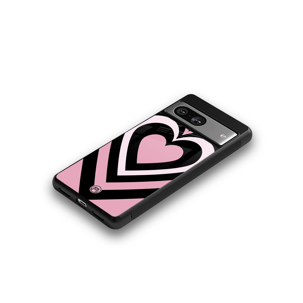 y2k retro pink hearts back phone cover | glass case for Google Pixel 8