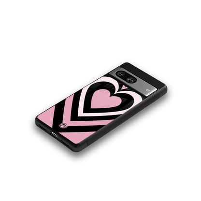 y2k retro pink hearts back phone cover | glass case for Google Pixel 8
