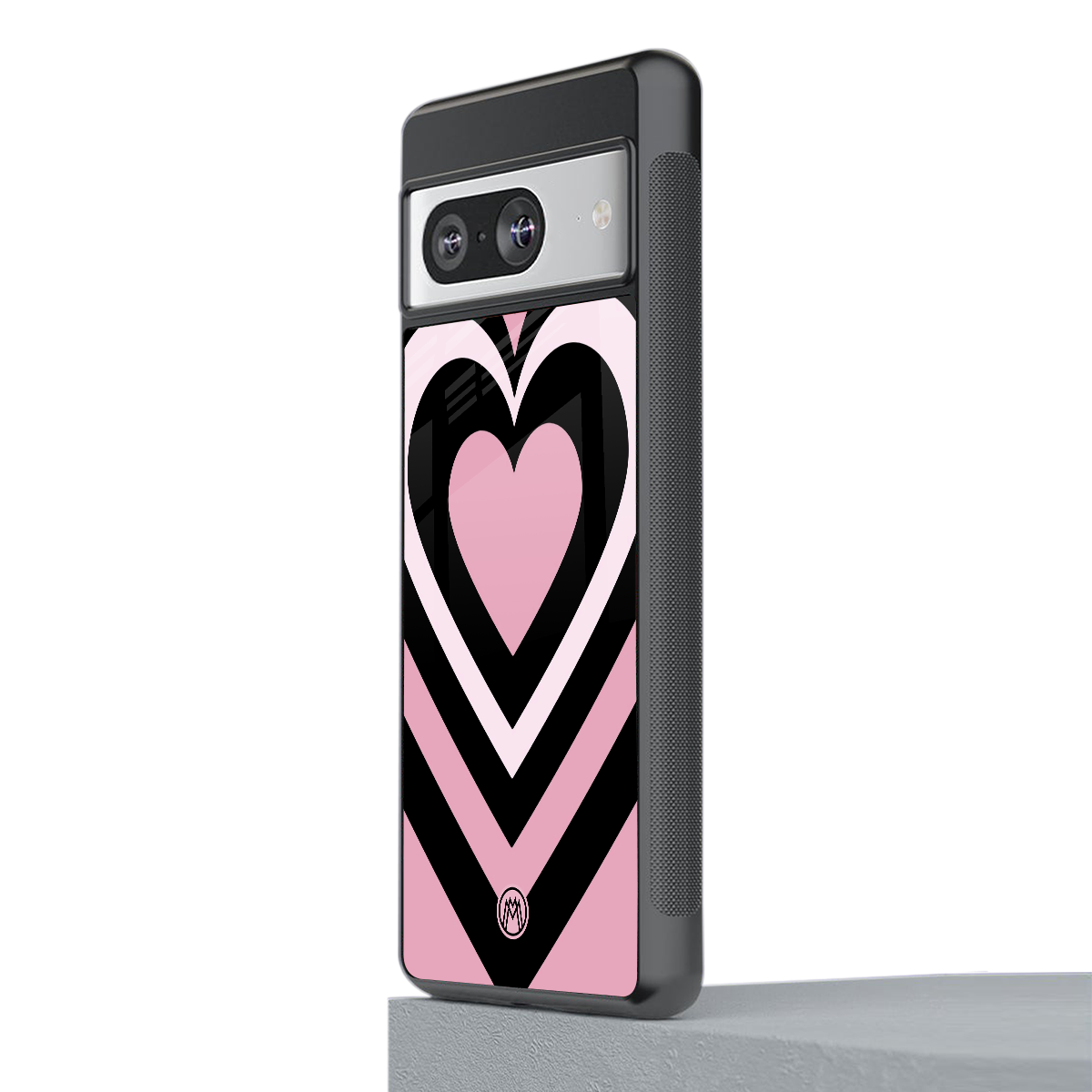 y2k retro pink hearts back phone cover | glass case for Google Pixel 8