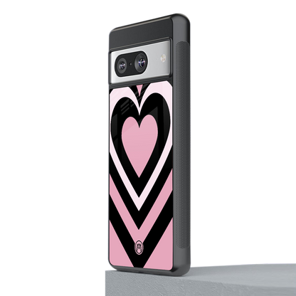 y2k retro pink hearts back phone cover | glass case for Google Pixel 8