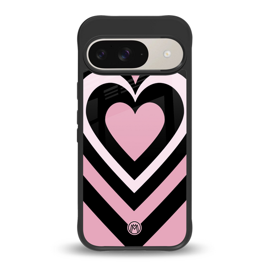 y2k retro pink hearts back phone cover | glass case for google pixel 9