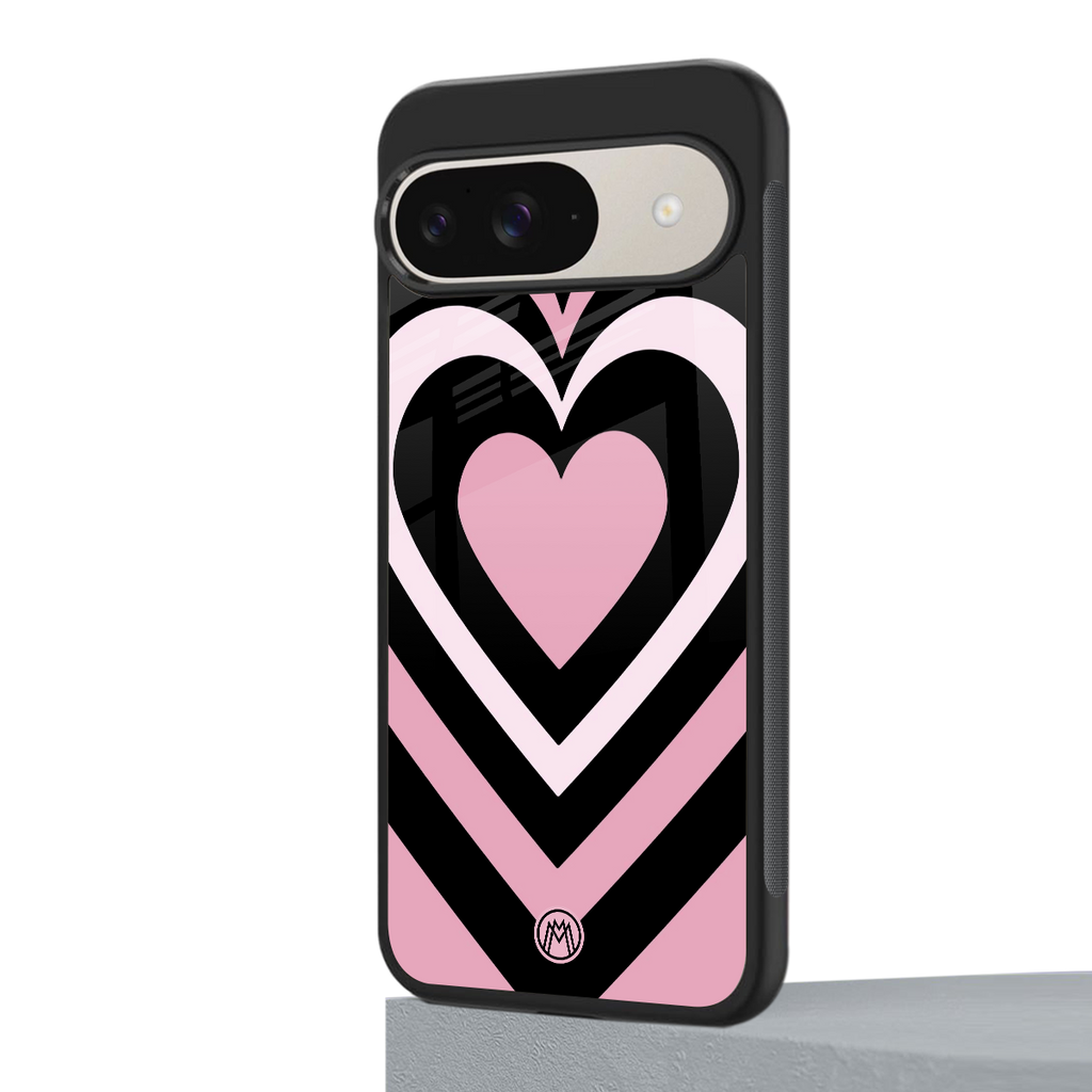 y2k retro pink hearts back phone cover | glass case for google pixel 9