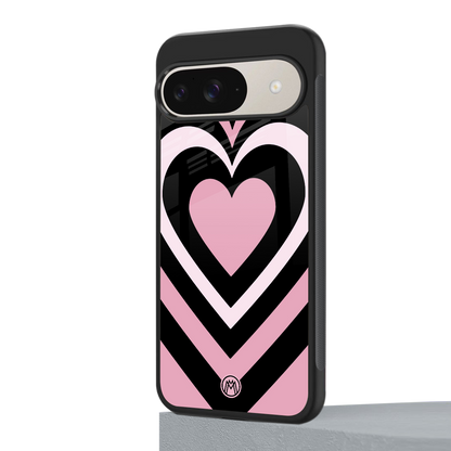 y2k retro pink hearts back phone cover | glass case for google pixel 9