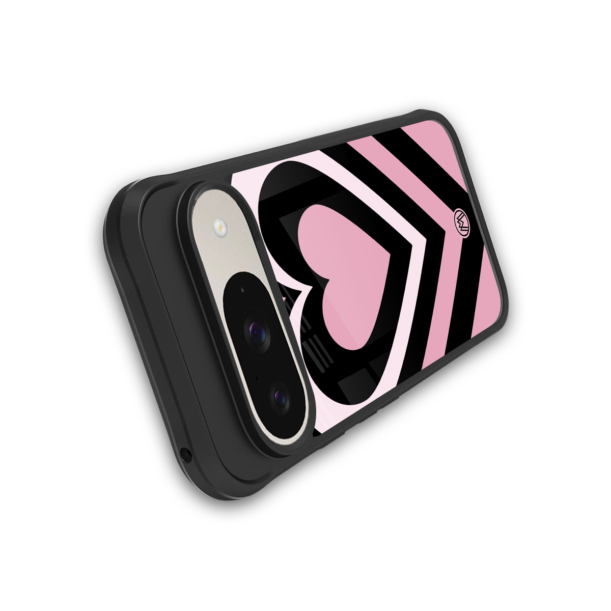 y2k retro pink hearts back phone cover | glass case for google pixel 9