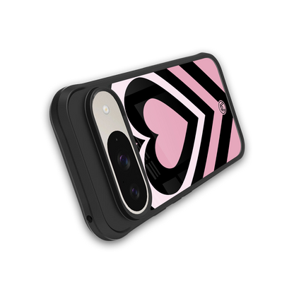 y2k retro pink hearts back phone cover | glass case for google pixel 9