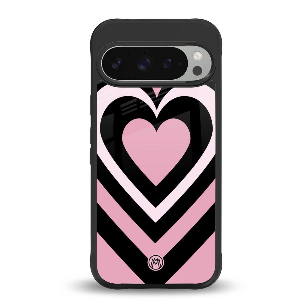 y2k retro pink hearts back phone cover | glass case for google pixel 9 pro