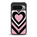 y2k retro pink hearts back phone cover | glass case for google pixel 9 pro