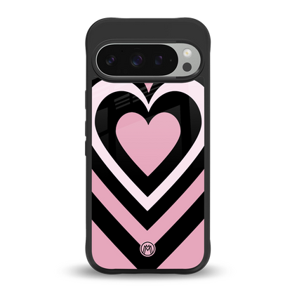 y2k retro pink hearts back phone cover | glass case for google pixel 9 pro