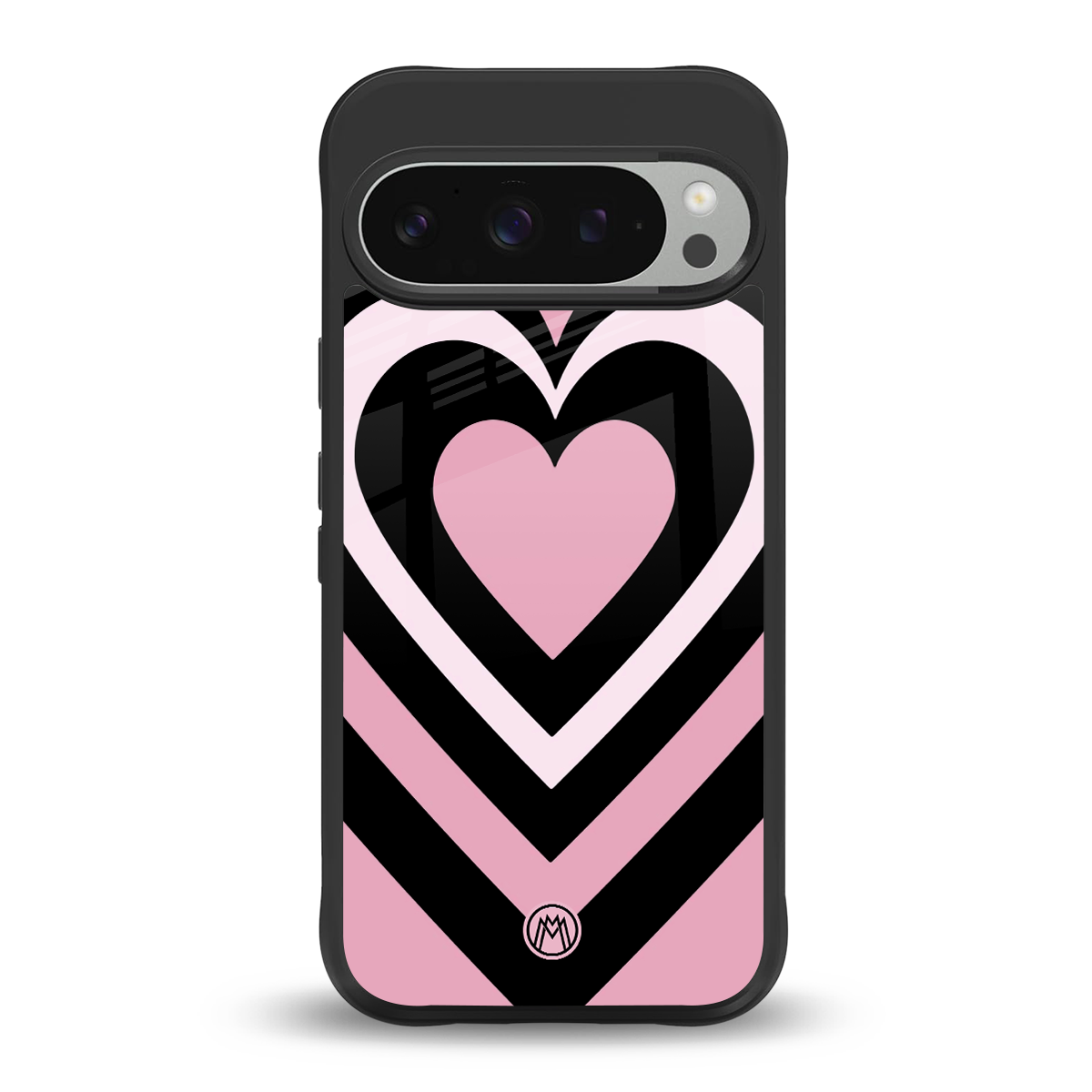 y2k retro pink hearts back phone cover | glass case for google pixel 9 pro xl