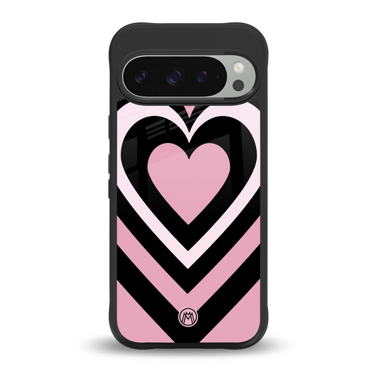 y2k retro pink hearts back phone cover | glass case for google pixel 9 pro xl