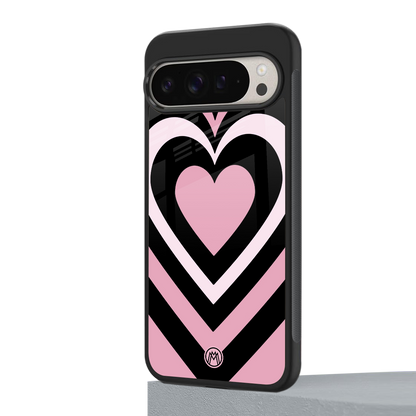 y2k retro pink hearts back phone cover | glass case for google pixel 9 pro