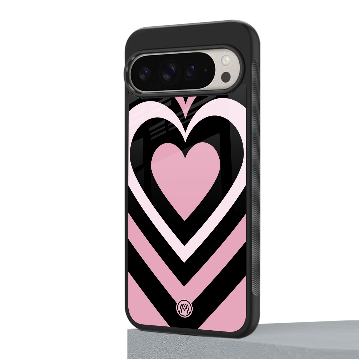 y2k retro pink hearts back phone cover | glass case for google pixel 9 pro xl