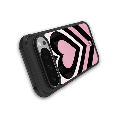 y2k retro pink hearts back phone cover | glass case for google pixel 9 pro