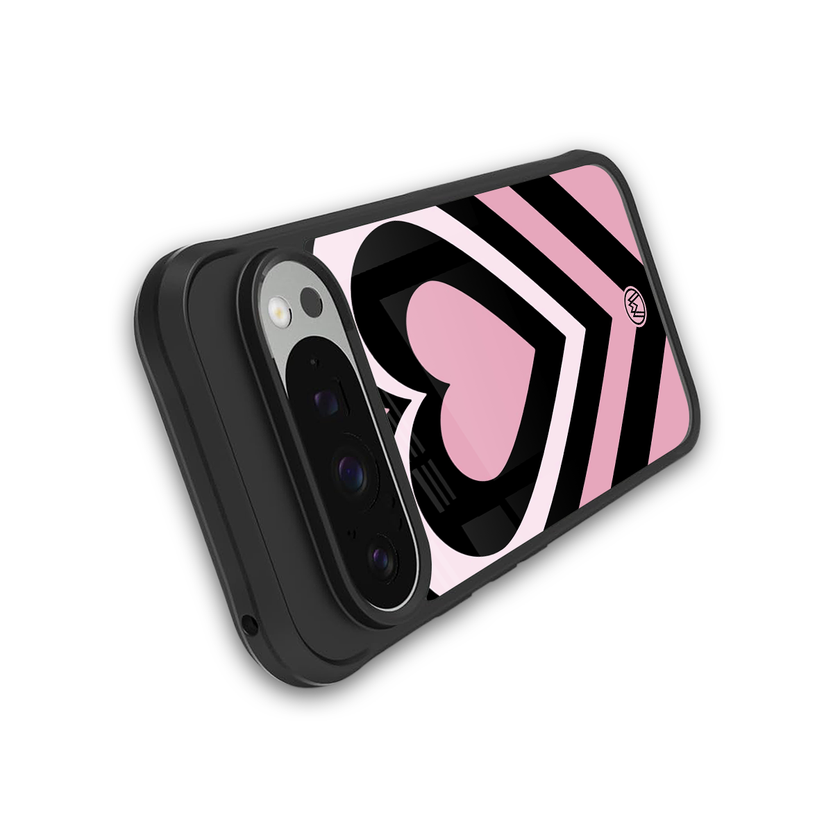 y2k retro pink hearts back phone cover | glass case for google pixel 9 pro xl