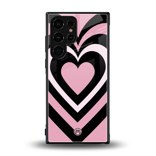y2k retro pink hearts back phone cover | glass case for samsung galaxy s24 ultra