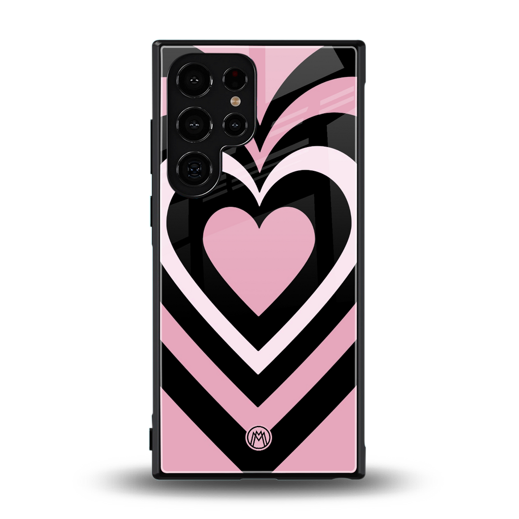y2k retro pink hearts back phone cover | glass case for samsung galaxy s23 ultra