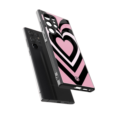 y2k retro pink hearts back phone cover | glass case for samsung galaxy s24 ultra