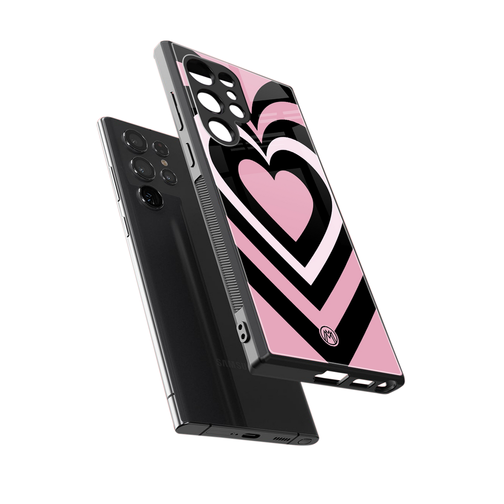 y2k retro pink hearts back phone cover | glass case for samsung galaxy s23 ultra