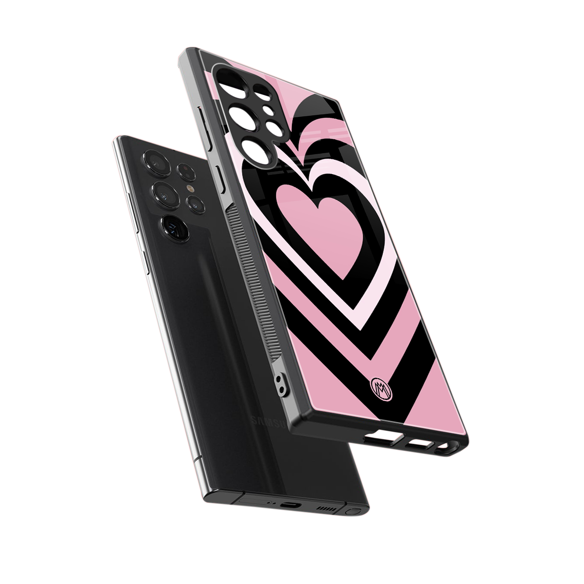 y2k retro pink hearts back phone cover | glass case for samsung galaxy s23 ultra