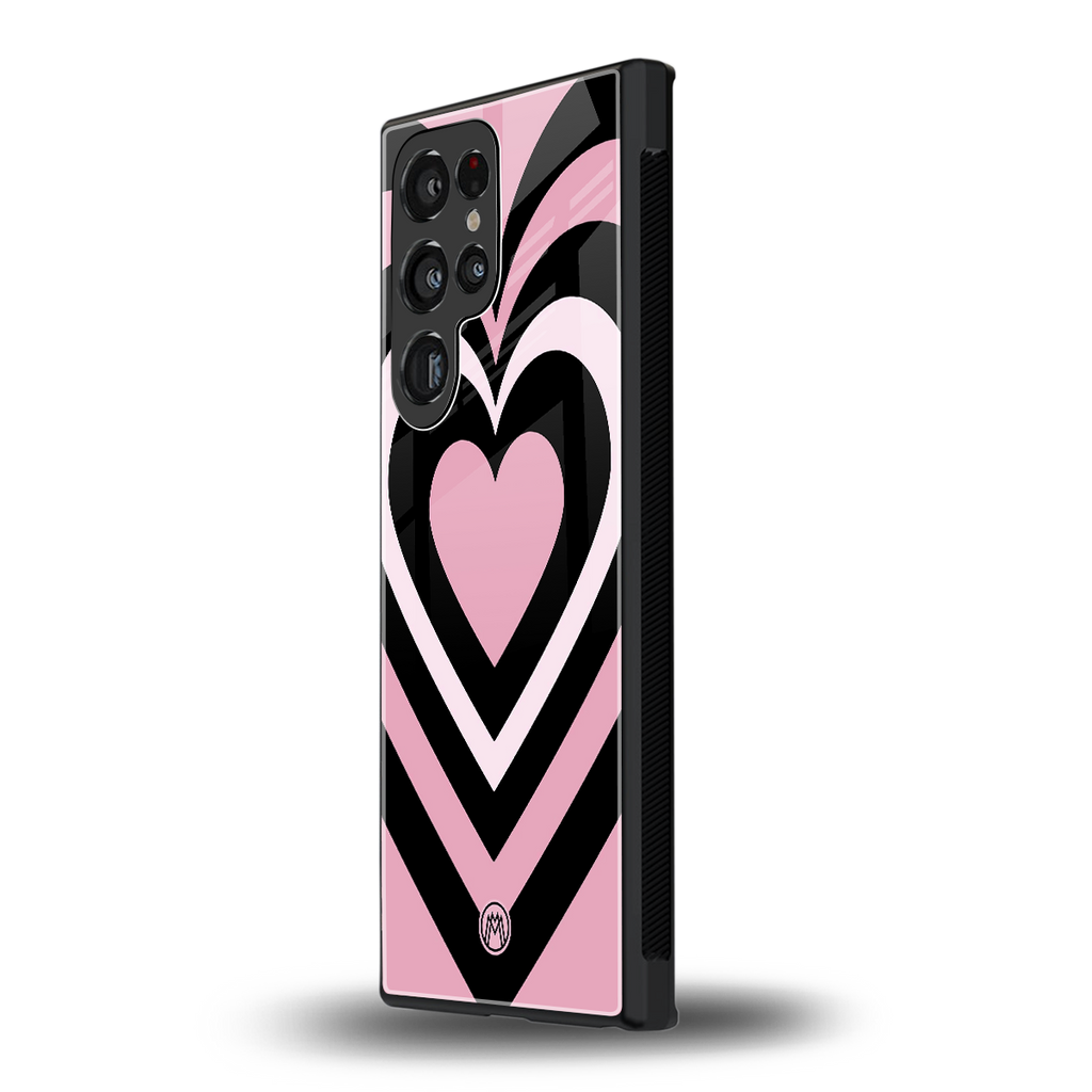 y2k retro pink hearts back phone cover | glass case for samsung galaxy s23 ultra