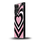 y2k retro pink hearts back phone cover | glass case for samsung galaxy s23 ultra