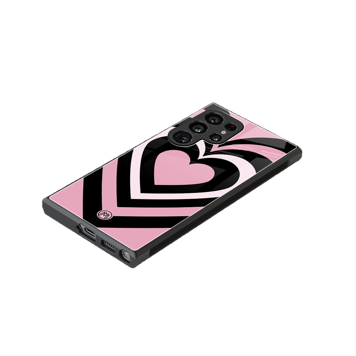 y2k retro pink hearts back phone cover | glass case for samsung galaxy s24 ultra