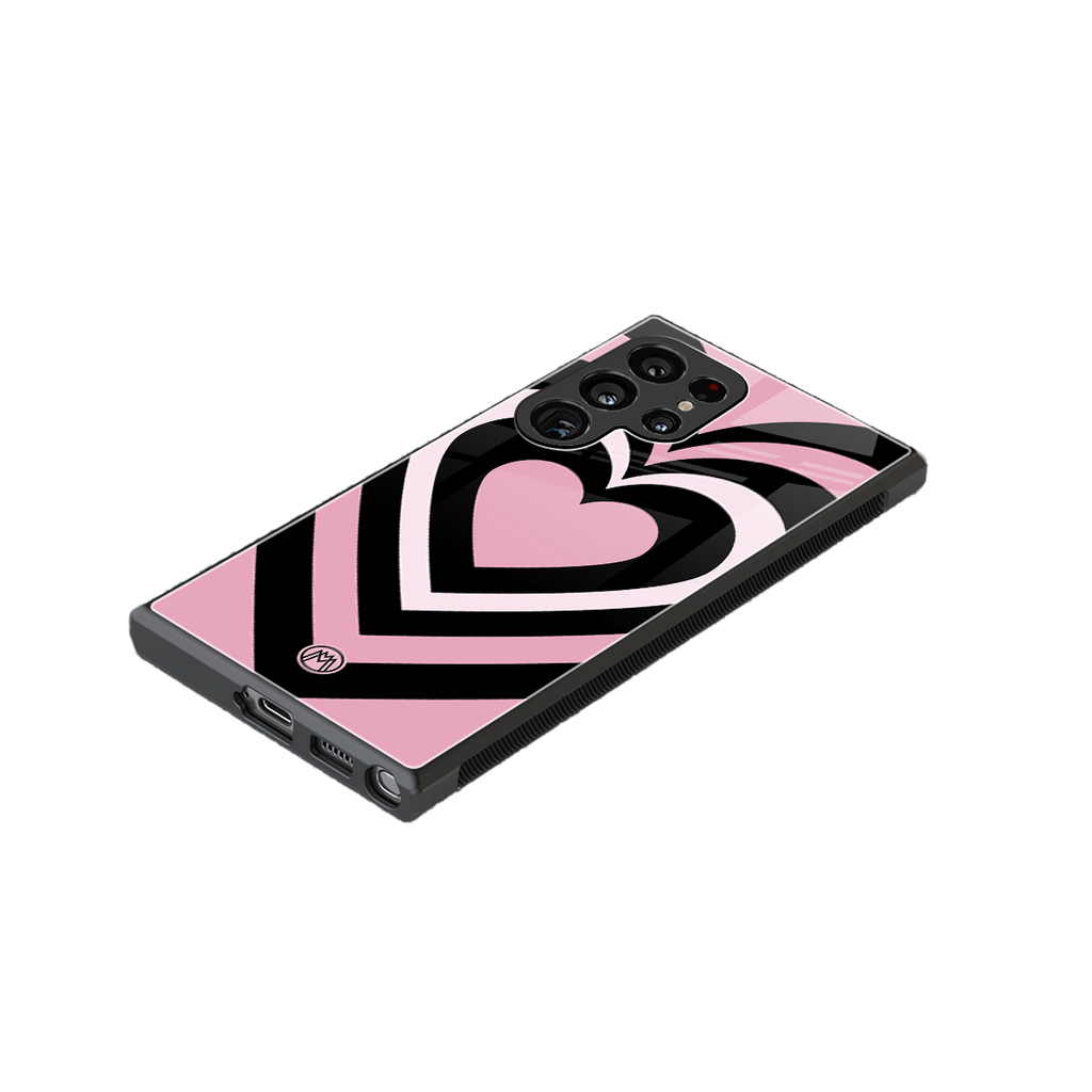 y2k retro pink hearts back phone cover | glass case for samsung galaxy s23 ultra
