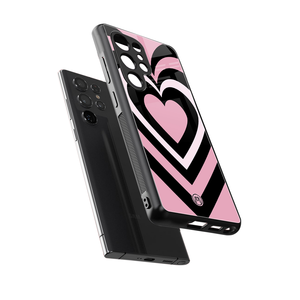 y2k retro pink hearts back phone cover | glass case for samsung galaxy s25 ultra