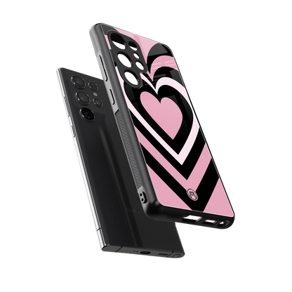 y2k retro pink hearts back phone cover | glass case for samsung galaxy s25 ultra