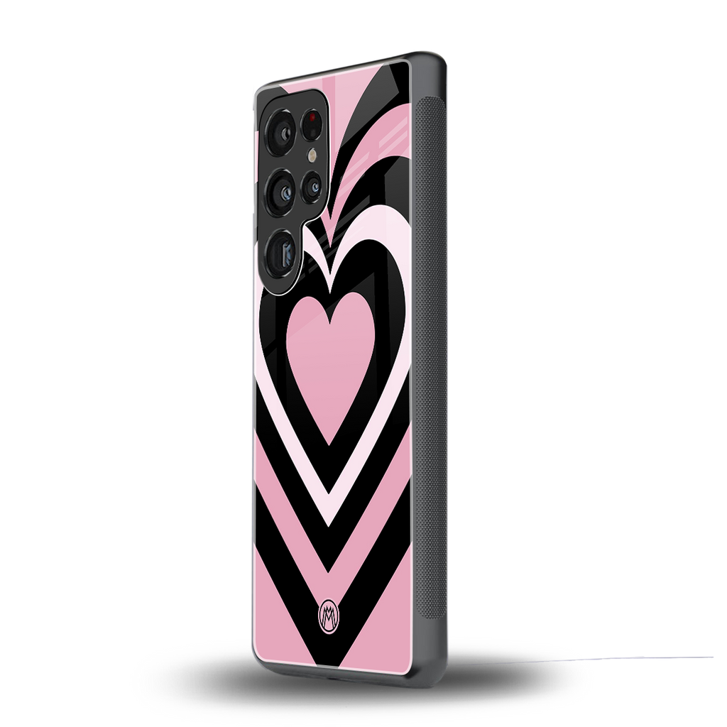 y2k retro pink hearts back phone cover | glass case for samsung galaxy s25 ultra