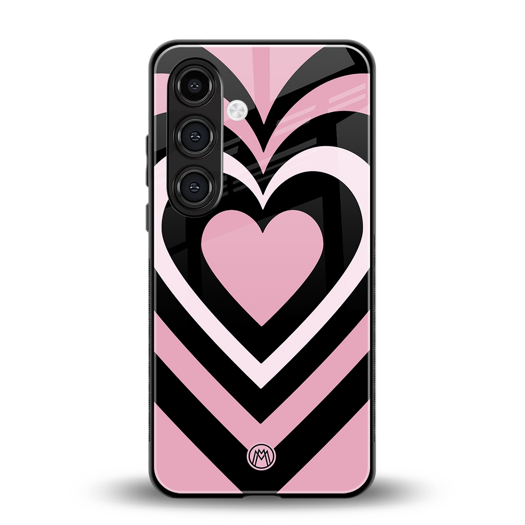 y2k retro pink hearts back phone cover | glass case for samsung galaxy s23 plus