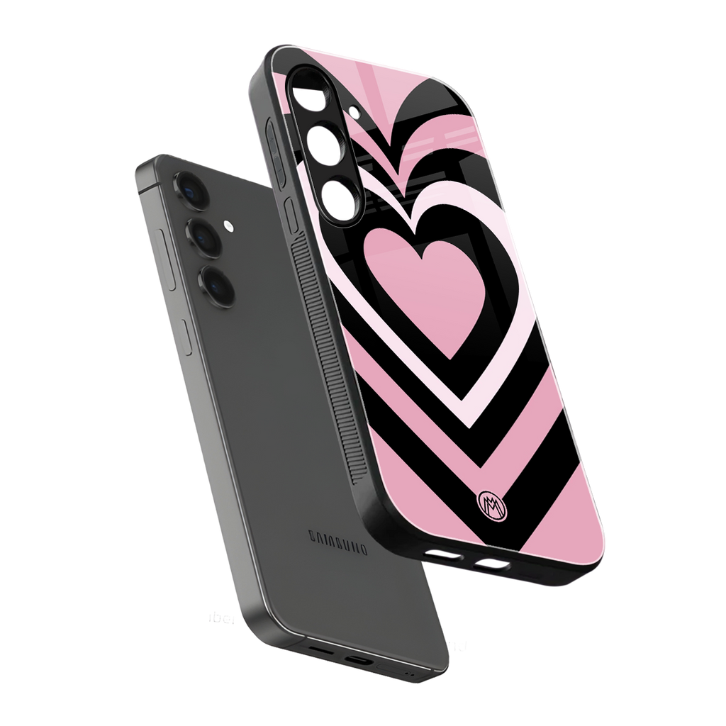y2k retro pink hearts back phone cover | glass case for samsung galaxy s23 plus