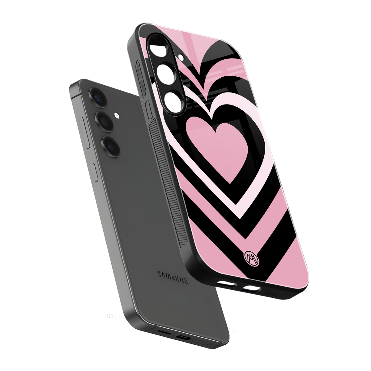 y2k retro pink hearts back phone cover | glass case for samsung galaxy s23 plus