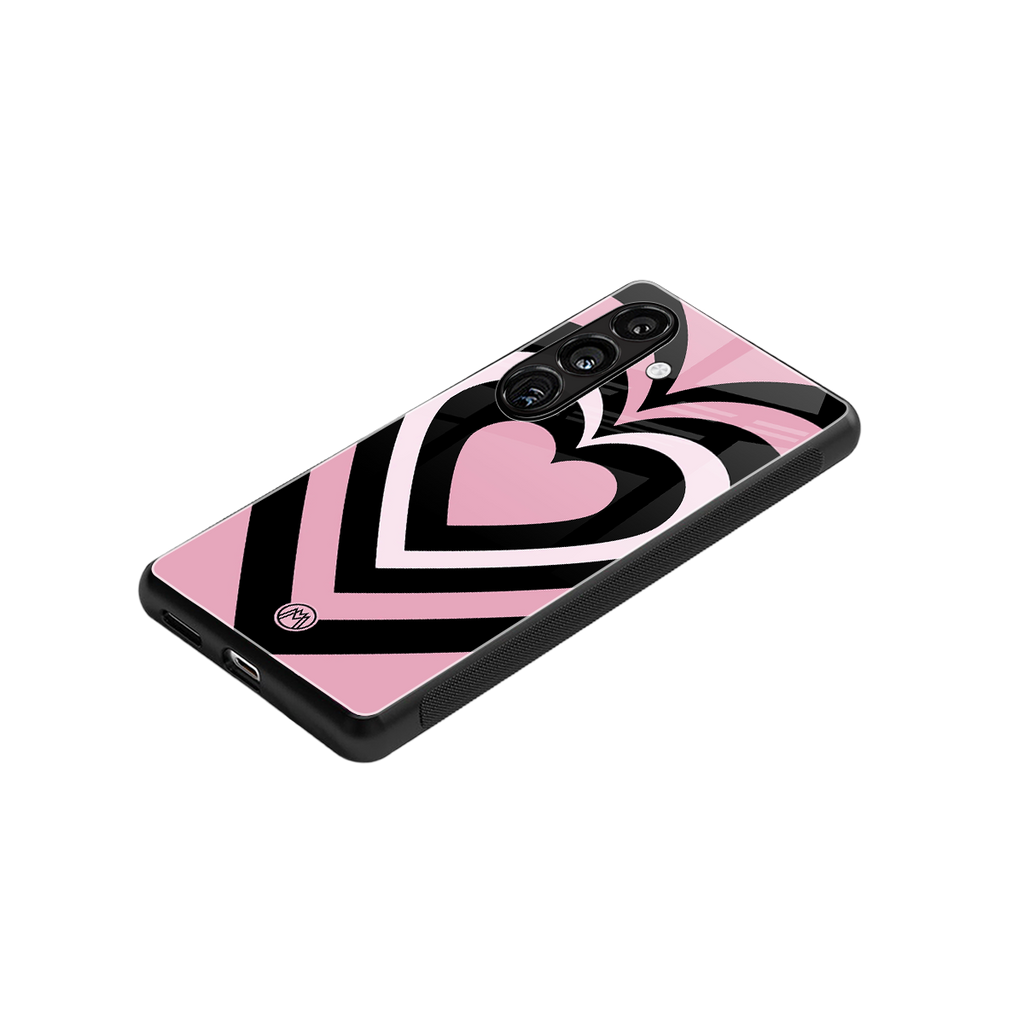 y2k retro pink hearts back phone cover | glass case for samsung galaxy s24 fe