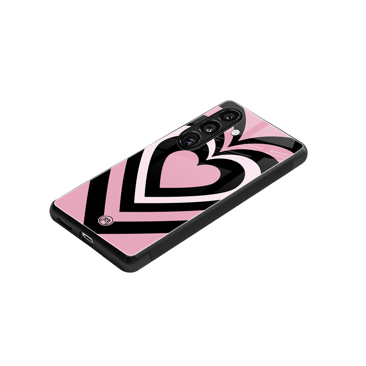 y2k retro pink hearts back phone cover | glass case for samsung galaxy s23 plus