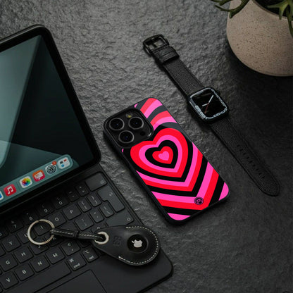 y2k black pink hearts aesthetic back phone cover | glass case for iphone 16 pro max