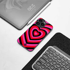 Y2K Black Pink Hearts Aesthetic Phone Cover | Glass Case