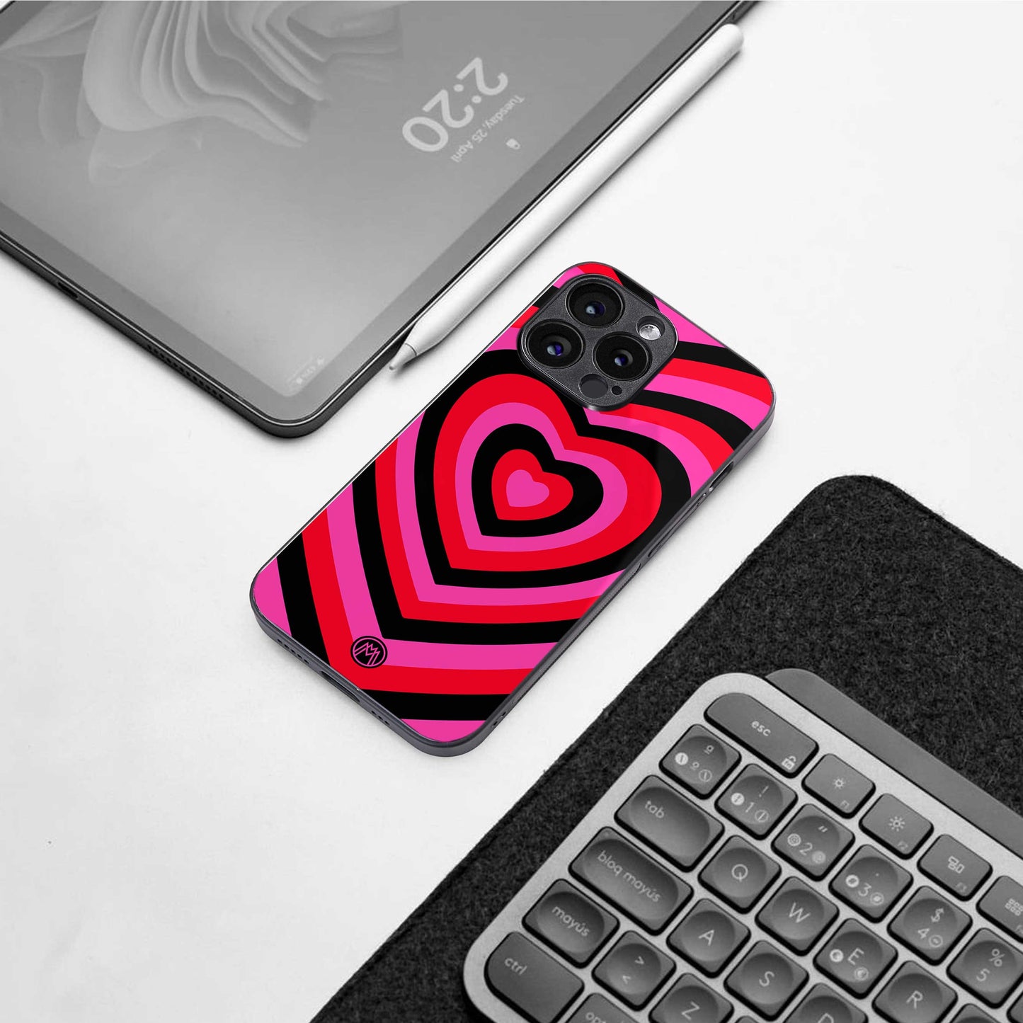 y2k black pink hearts aesthetic back phone cover | glass case for iphone 13 pro max