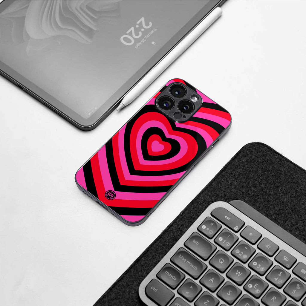 y2k black pink hearts aesthetic back phone cover | glass case for oneplus nord ce 4 lite