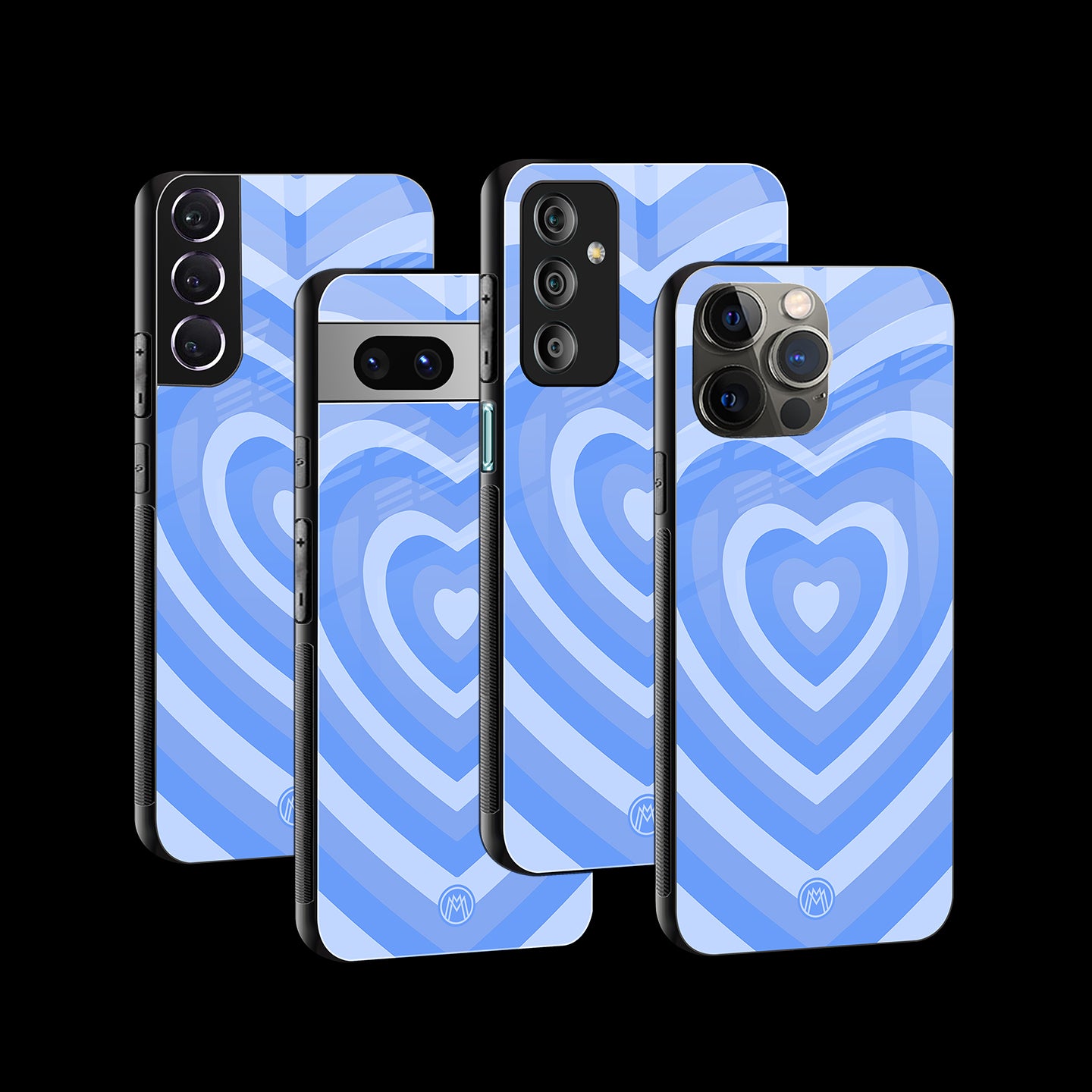 Y2K Blue Hearts Aesthetic Phone Cover | Glass Case