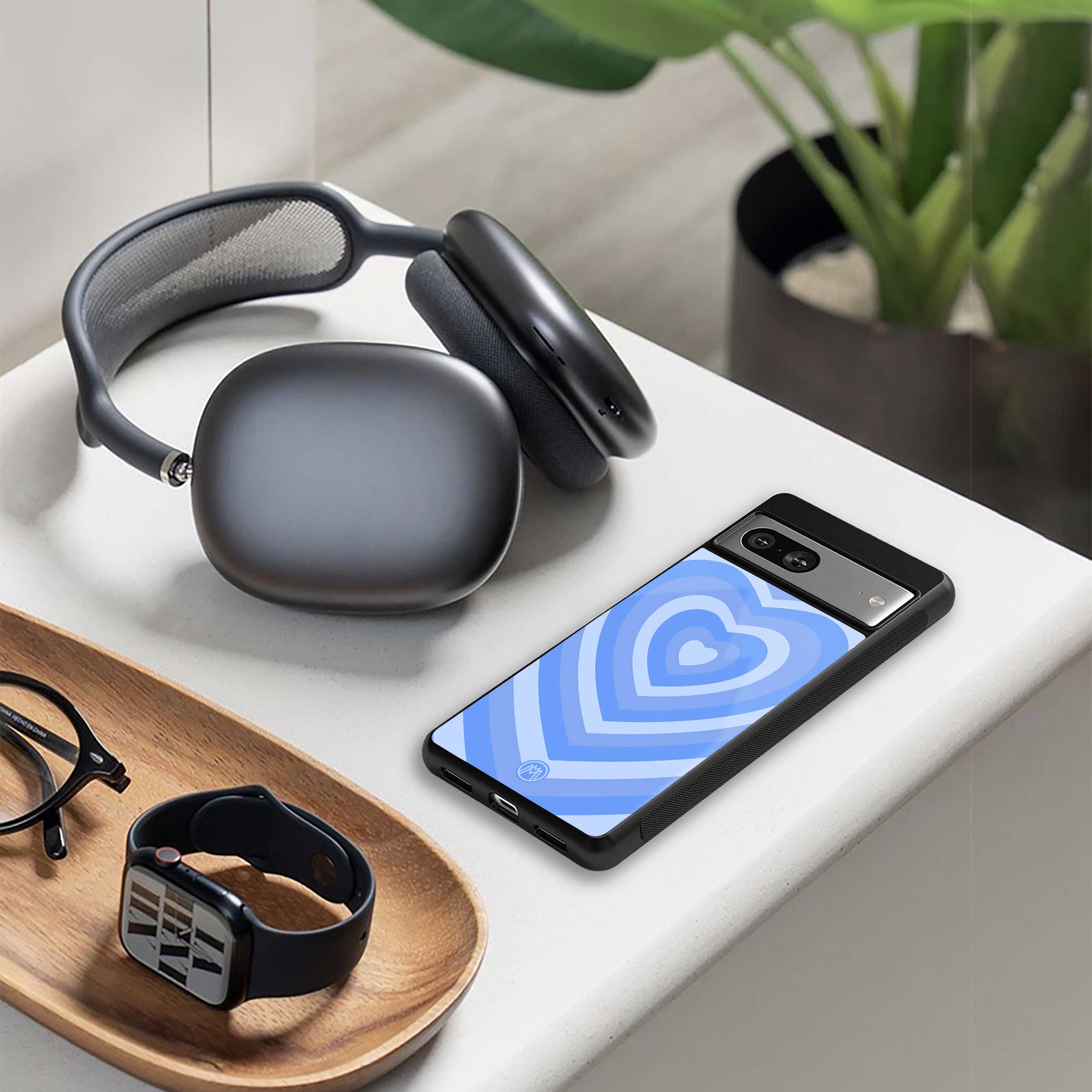 y2k blue hearts aesthetic back phone cover | glass case for samsung galaxy s24