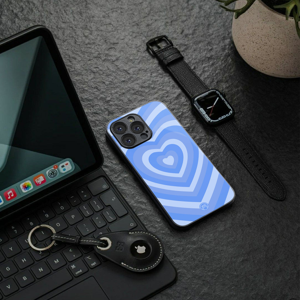 y2k blue hearts aesthetic back phone cover | glass case for Google Pixel 8