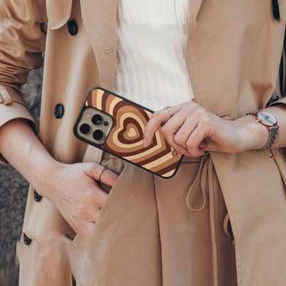Y2K Brown Hearts Aesthetic Phone Cover | Glass Case