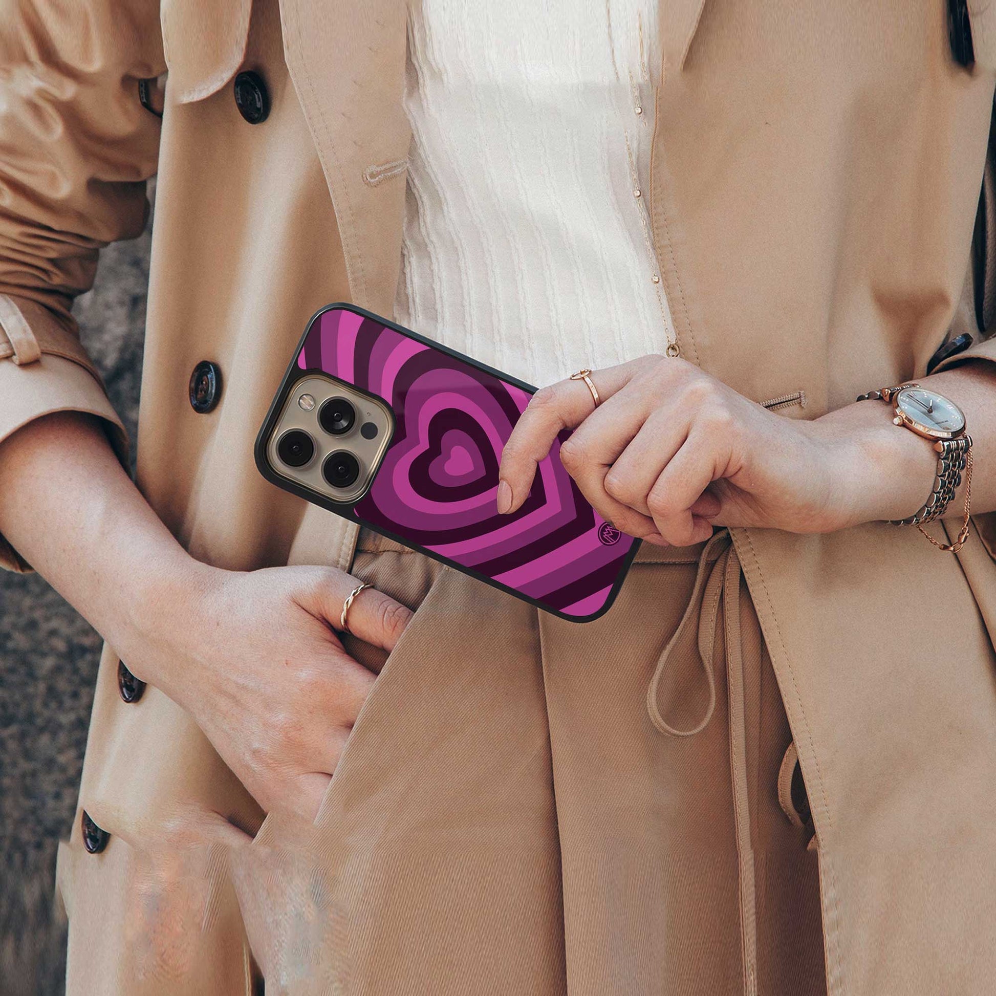 y2k burgundy hearts aesthetic back phone cover | glass case for iphone 13 pro max