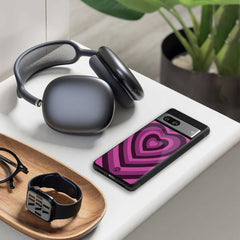 Y2K Burgundy Hearts Aesthetic Phone Cover | Glass Case